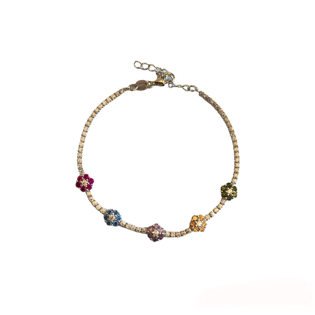 Dainty flower silver chain bracelet