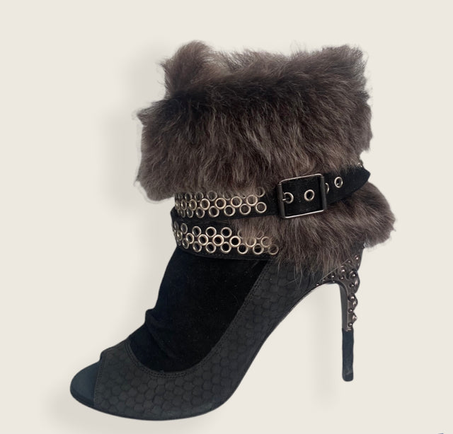 Baldan Fur Peep Toe