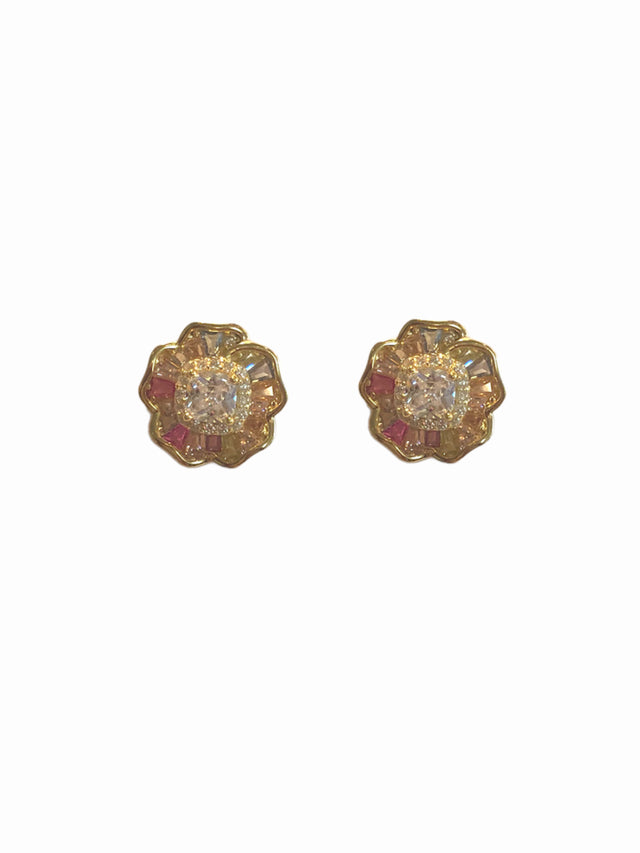 Flower Stud Earrings in warm hues