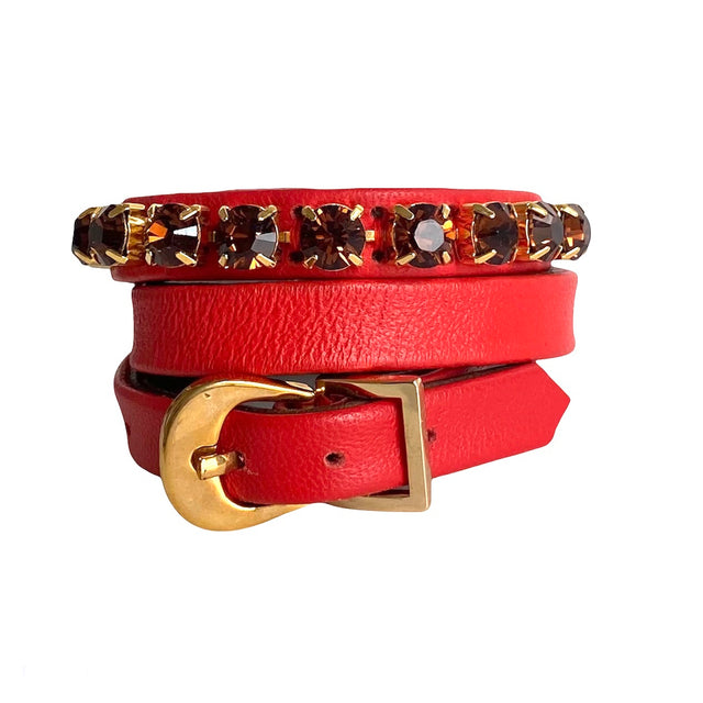 Swarovski Crystals Wrap Bracelet in Coral & Amber