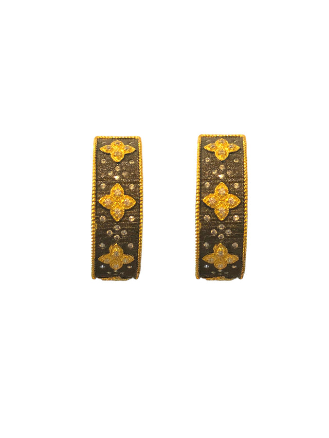 Antique hoop earrings in gunmetal