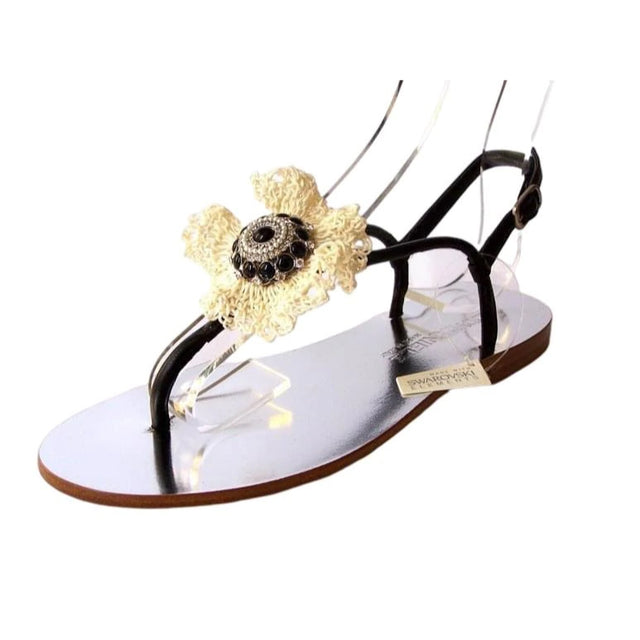 Yelena NY "Flower" Capri Sandals in Black
