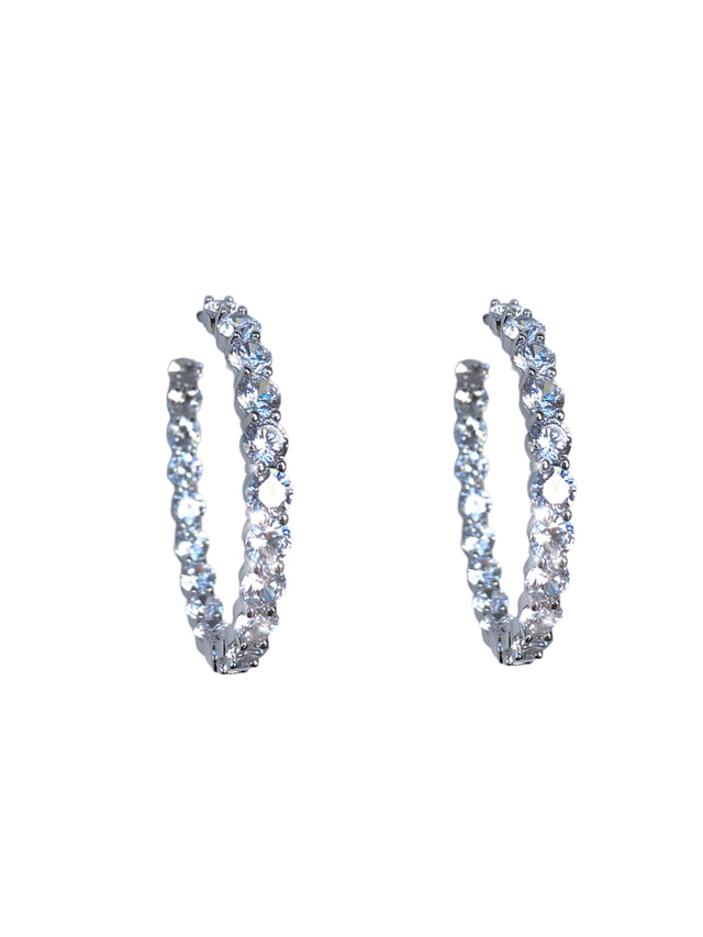 45mm-5mm Large Timeless Pavé Single-row Hoop Earrings