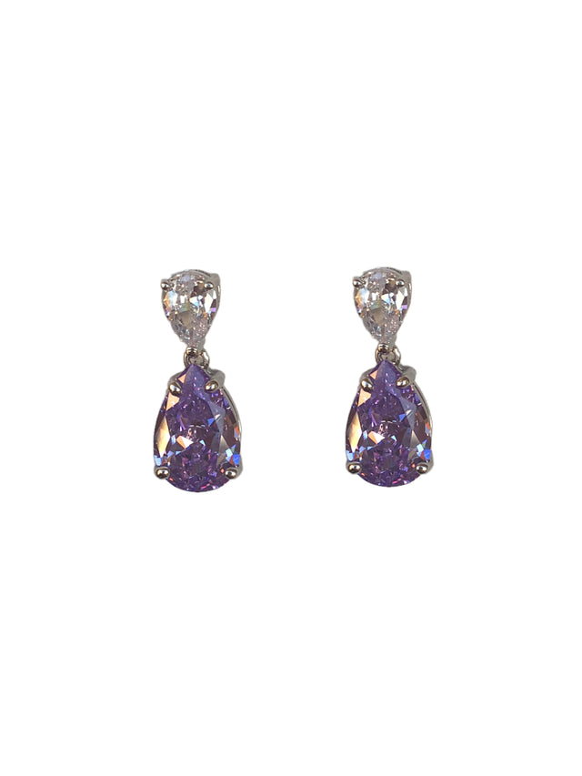 Pear shape purple dangle earrings