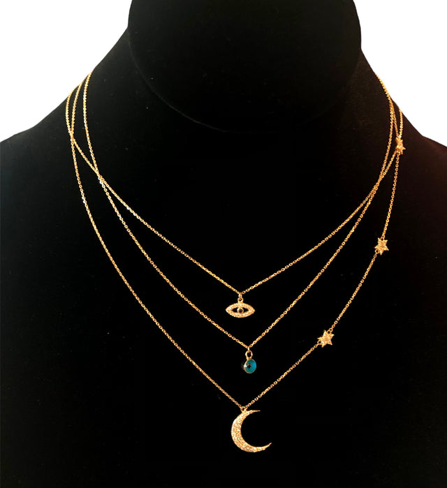14k gold round nazar necklace