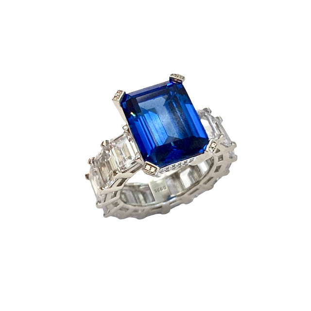 Emerald Cut Zirconium in Sapphire