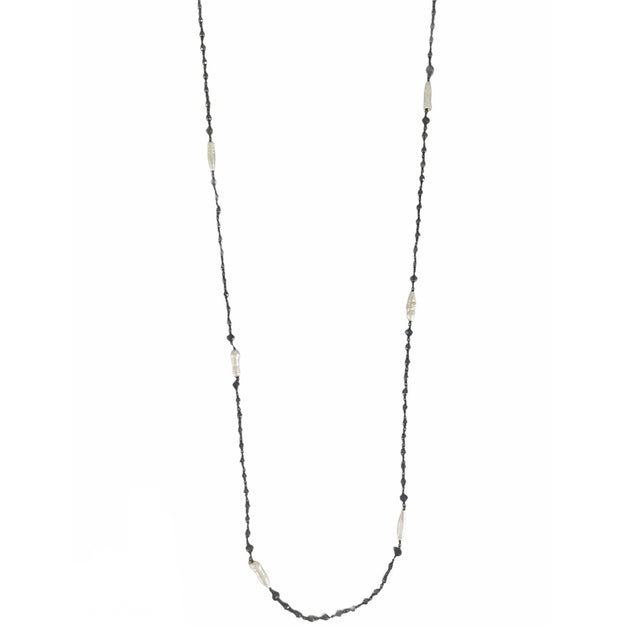 Black Crystals and Pearls Necklace