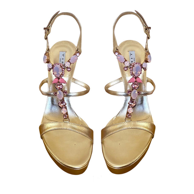 High Heel Tiffi Capri Sandals in Petals