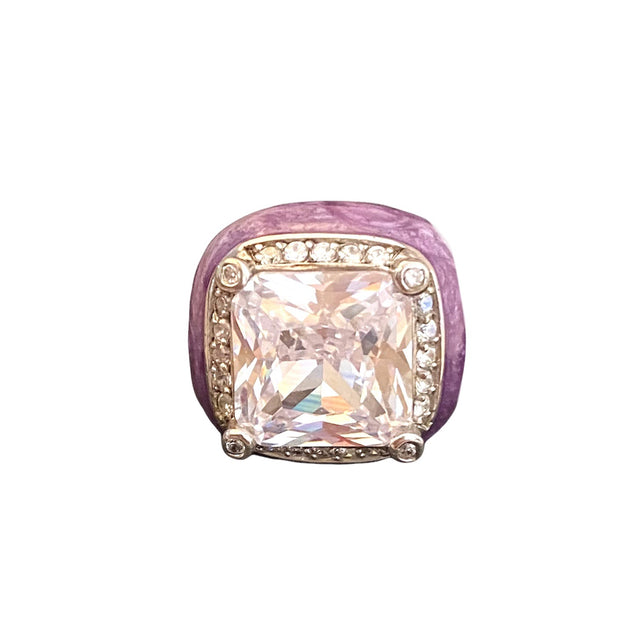 Jumbo Single white Stone Ring in Lilac