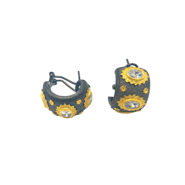 Stone Antique earrings in gunmetal