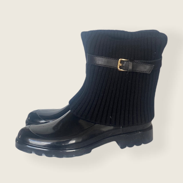 Short Rain Boots with Knitted Top