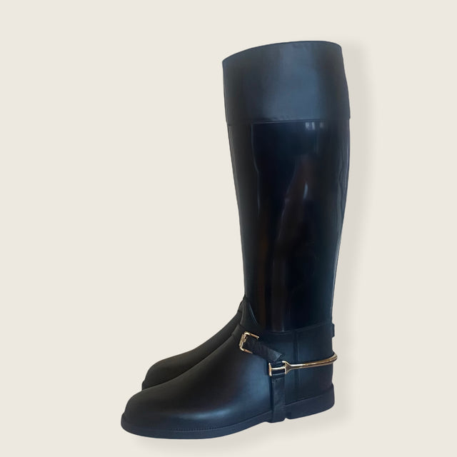 All Black Equestrian Rain Boots