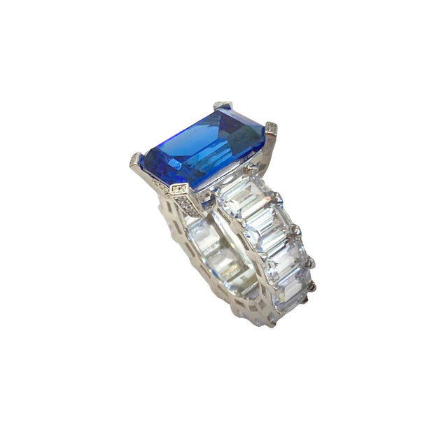 Emerald Cut Zirconium in Sapphire