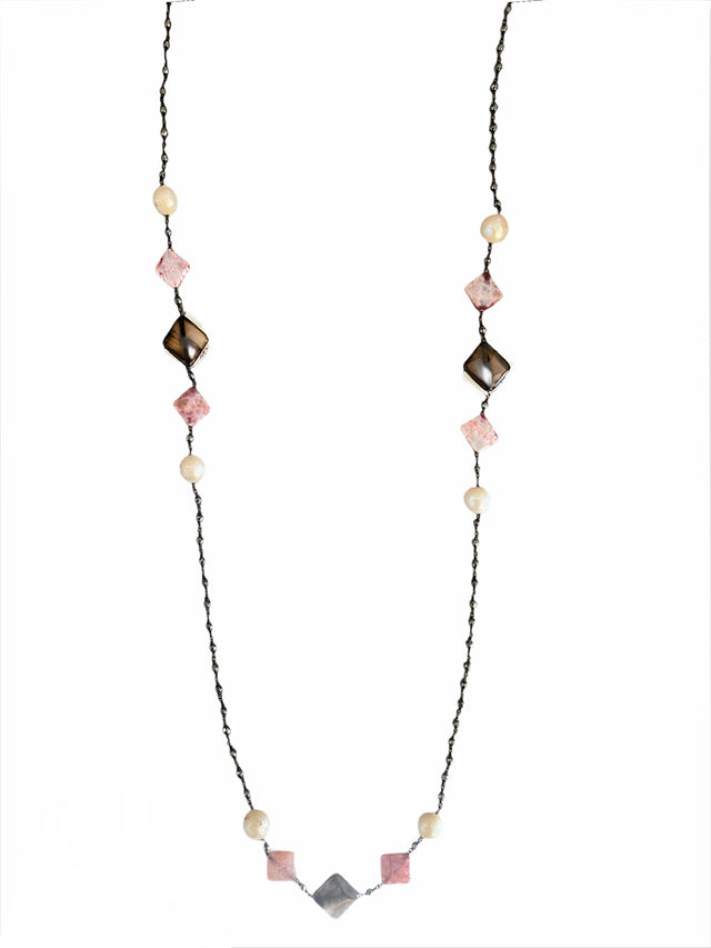 Fresh Water Pearl and Onyx Necklace