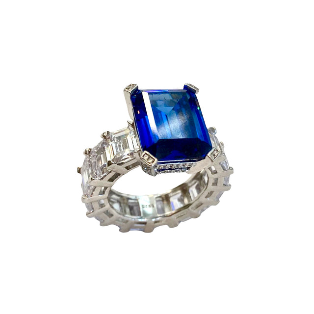 Emerald Cut Zirconium in Sapphire