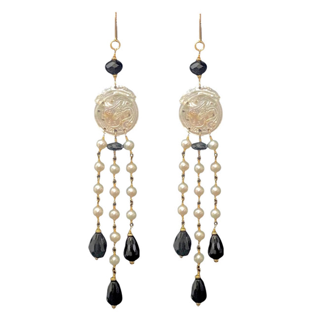 Long Pearl Dangle Earrings