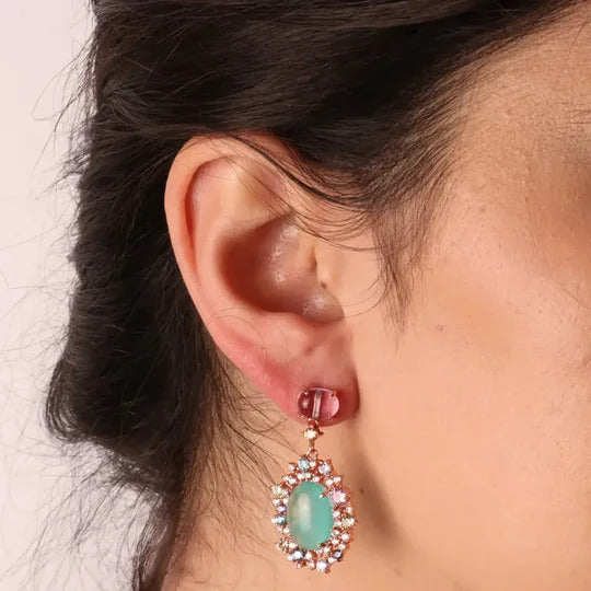 Aquamarine and multicolor zircons Earrings