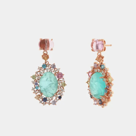 Aquamarine and multicolor zircons Earrings