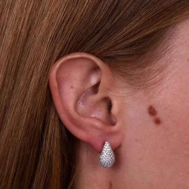 925 Sterling Silver Teardrop Earrings with Zircons