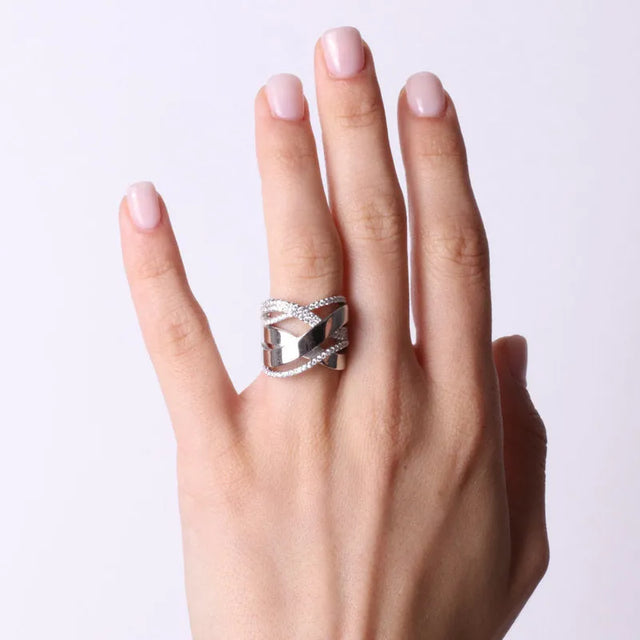 925 Silver band ring with zircons