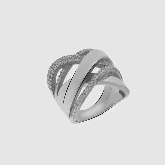 925 Silver band ring with zircons