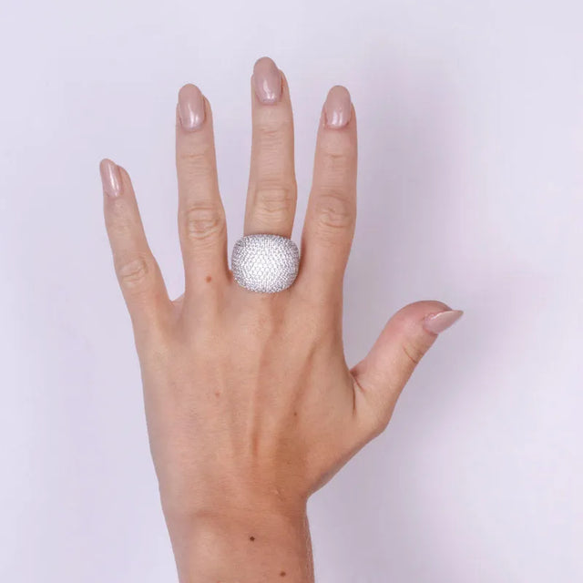 925 Sterling Silver ring with pavé cubic zirconia