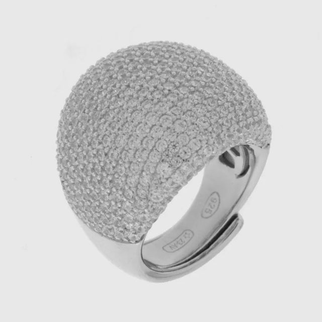 925 Sterling Silver ring with pavé cubic zirconia
