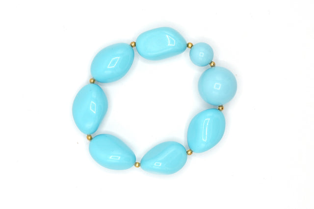 Irregular aqua bead bracelet featuring blue-tone Turquoise