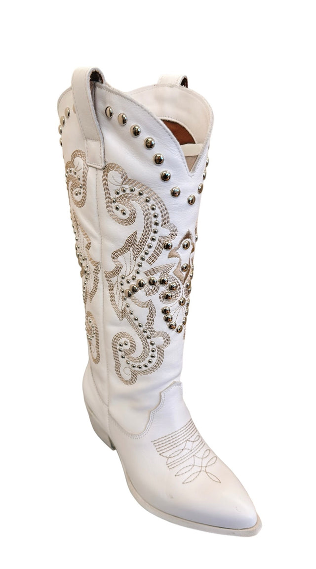 Bianca Leather Cowboy Tall Boots