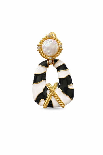 Vintage Zebra Clip Earrings