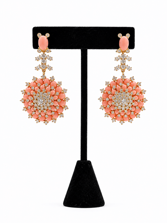 Coral Crystal Earring