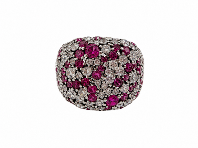 Pink and Silver Pave Multi Zirconia Ring