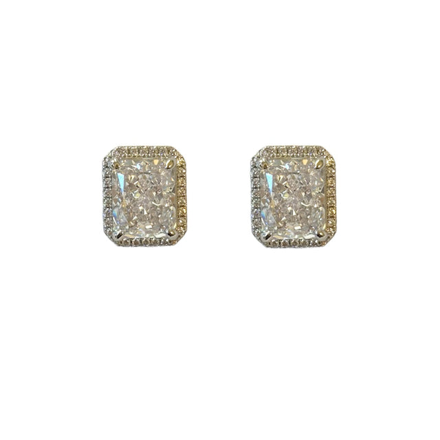 Big Rectangle CZ Studs in Silver