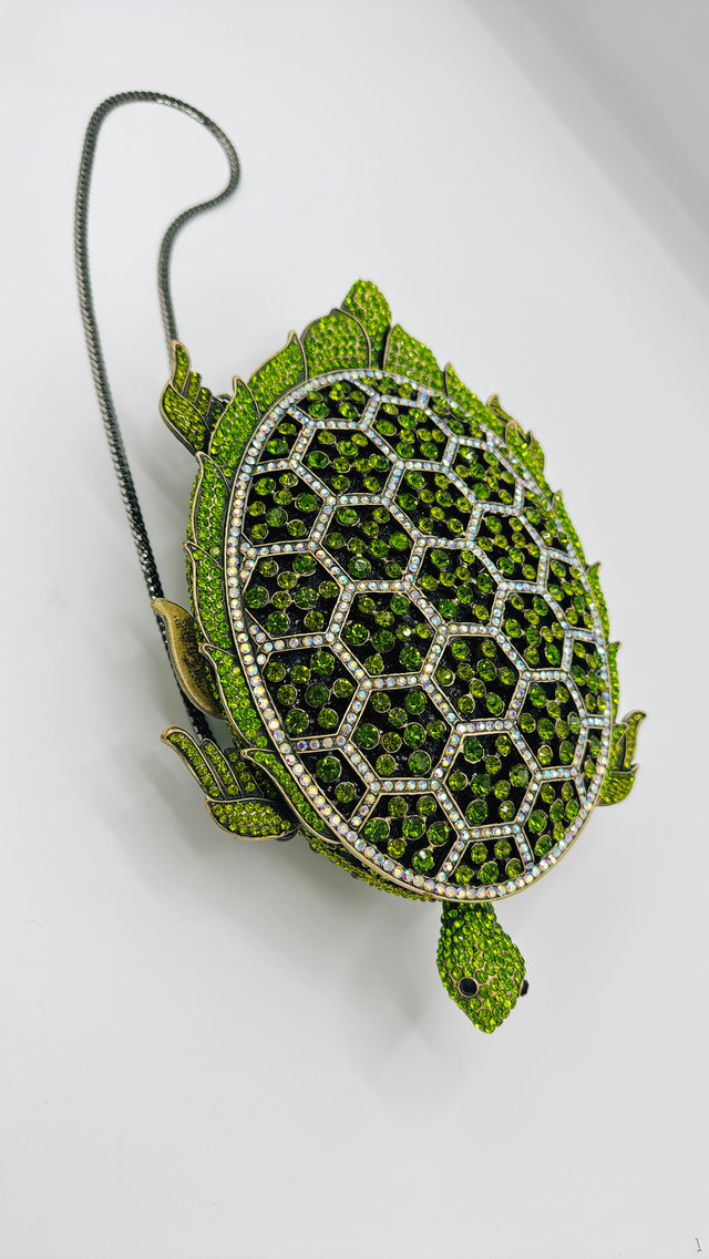 Green crystal turtle clutch (hard case)