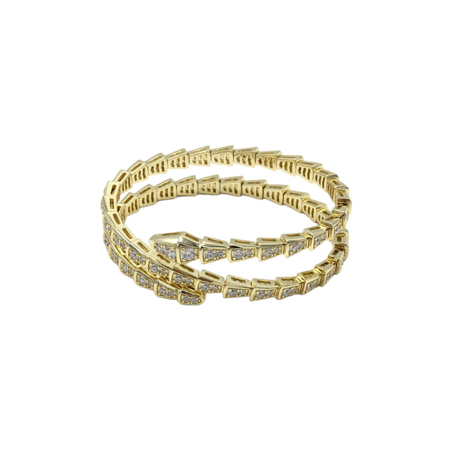 Triple Coil Gold Snake Bracelet in Gold Color