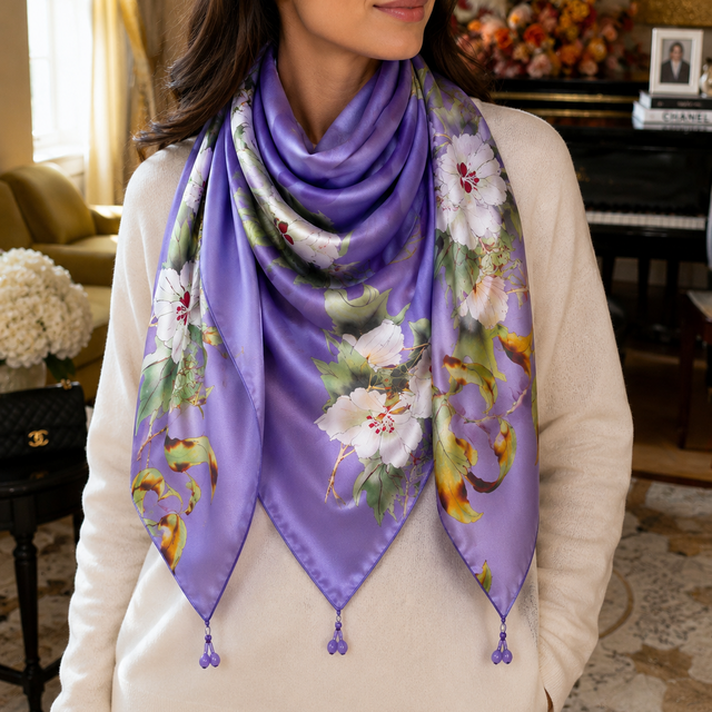 The Violetta Floral Silk Scarf