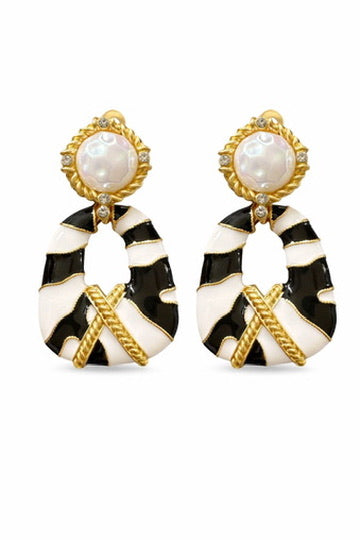 Vintage Zebra Clip Earrings