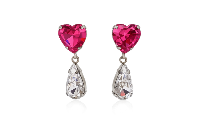 925 Stearling Silver Red and White CZ Drop Earrings