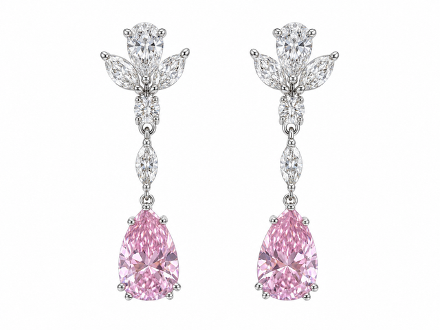 Elegant Pink Cubic Zirconia Teardrop earrings