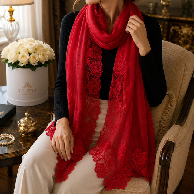 The Elizabeth Cashmere Lace Scarf