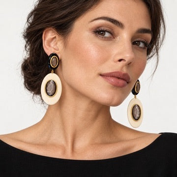 Vintage Black & White Earrings