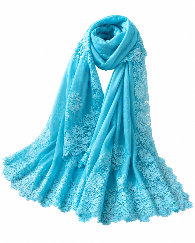 The Aquamarine Blossom Cashmere Scarf