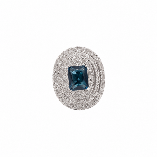 Blue Crystal Halo Ring