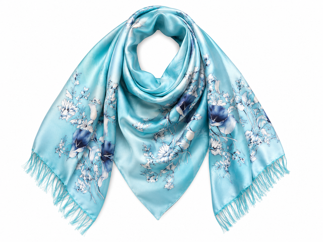 The Azure Bloom Silk Scarf