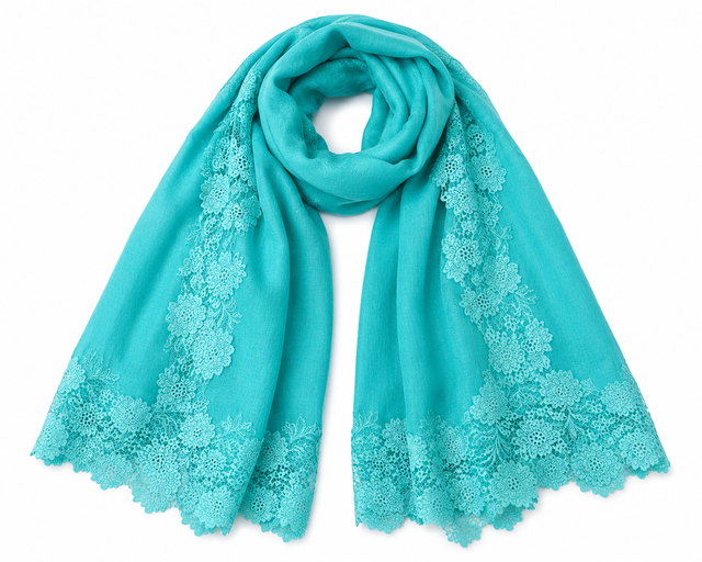 The Laced Cashmere Scarf in Turquoise
