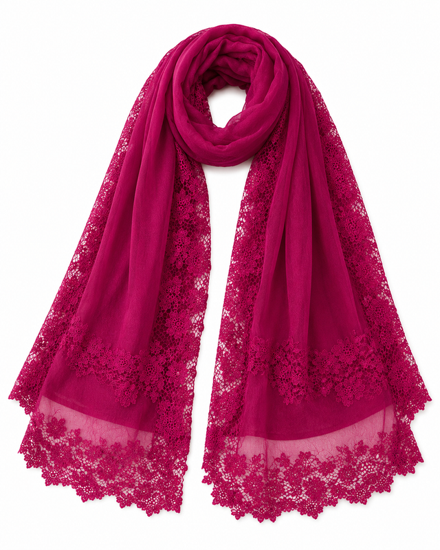 The Clarissa Lace-Trimmed Cashmere Scarf