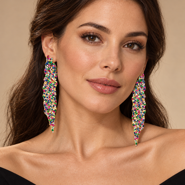 Multicolored drop earring