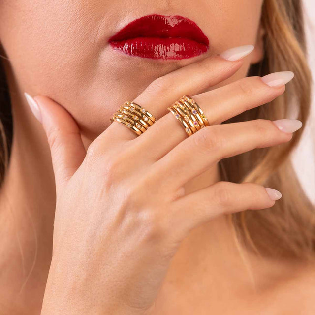 Multi-Band Ring with Multicolor Zirconia