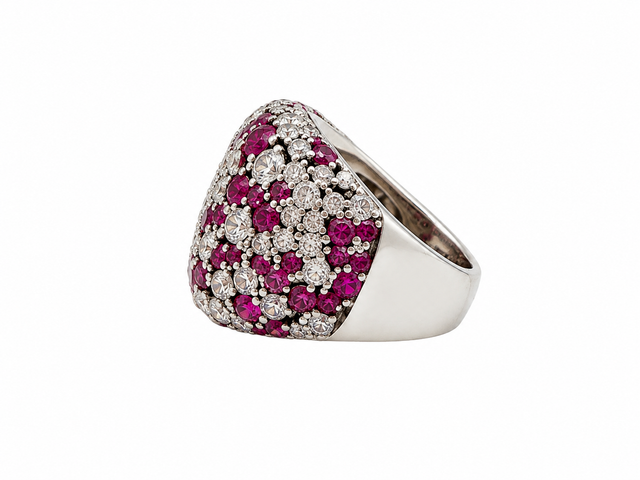 Pink and Silver Pave Multi Zirconia Ring