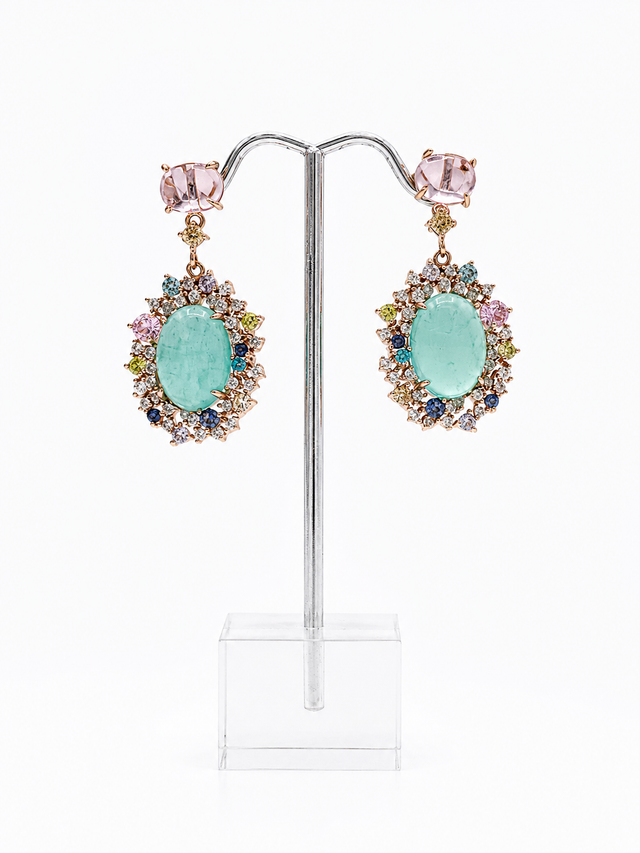 Aquamarine and multicolor zircons Earrings